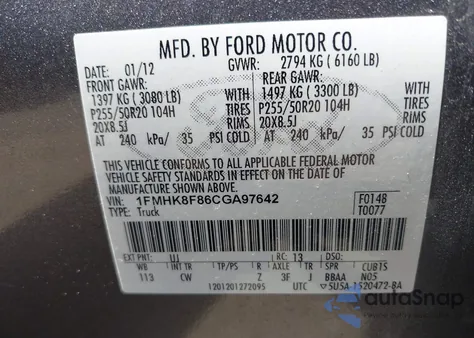 2012 Ford Explorer Limited z USA, uszkodzony, nr VIN 1FMHK8F86CGA97642